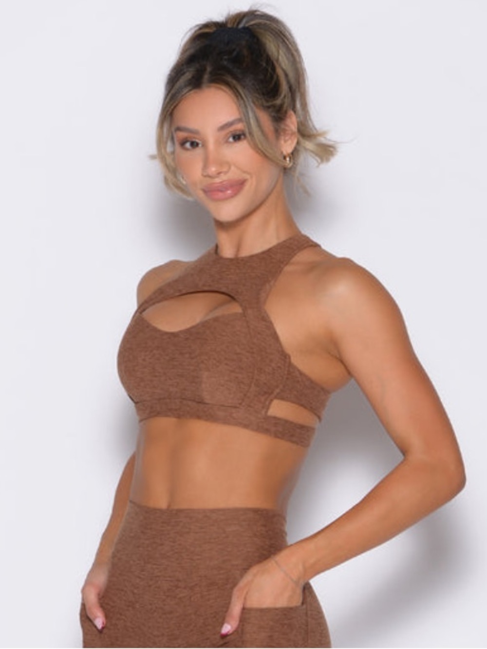 Bombshell Sportswear Powerhouse Bra Coffee Bean Size Small EUC